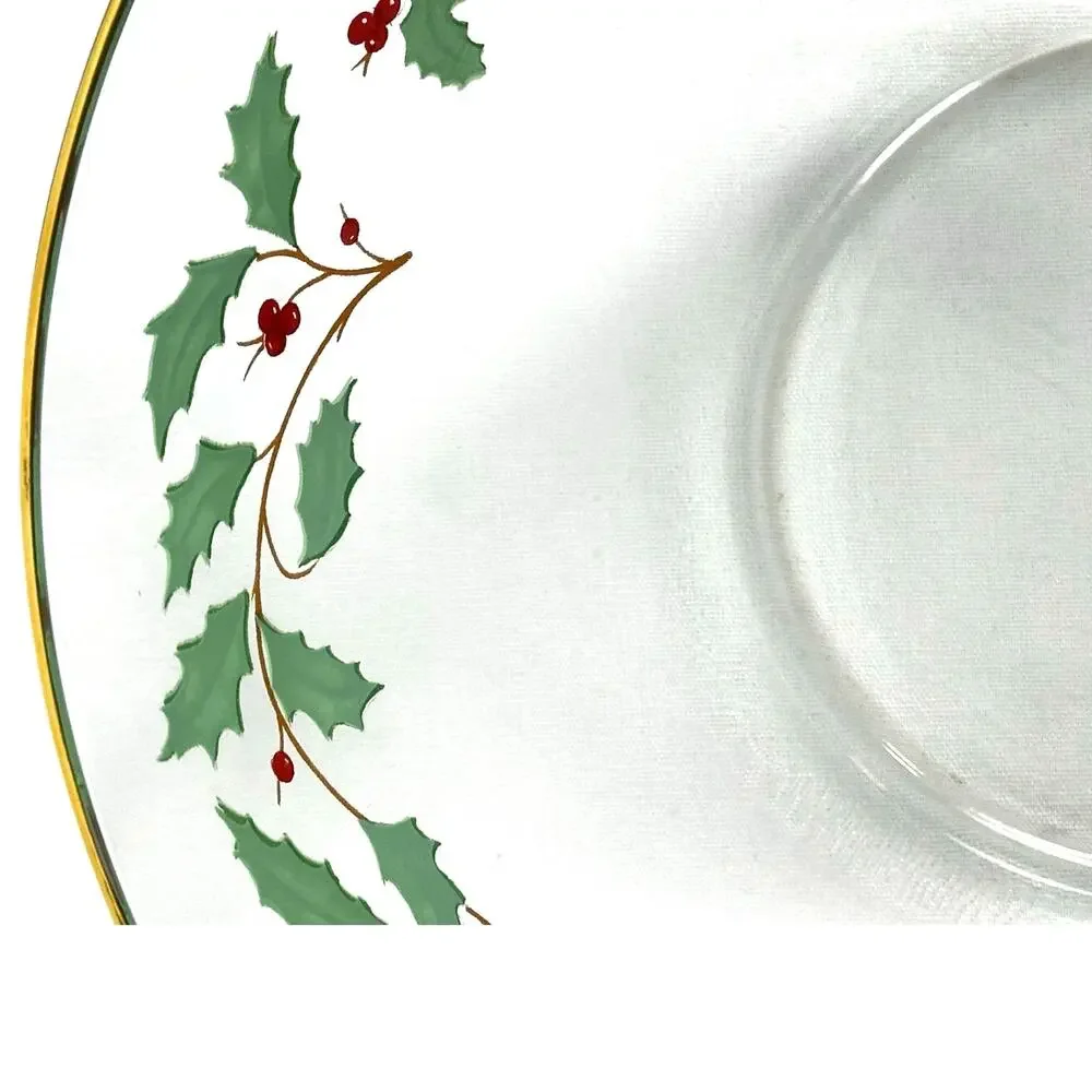 Arcoroc France Christmas Clear Holly Berries Vintage 9